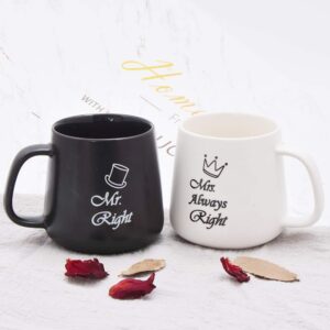 mcleanpin mr right mrs always right coffee mugs,couple gifts,wedding gidts,couple mugs bridal shower gifts for bride and groom,engagement gifts