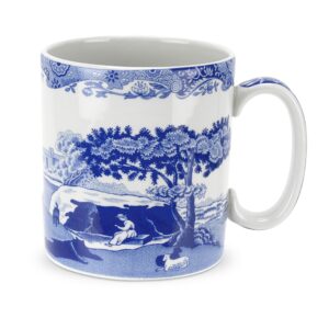 spode blue italian collection 9 oz mugs | set of 4 cups for tea, warm beverages, and coffee | made of fine porcelain | blue/white | dishwasher and microwave safe