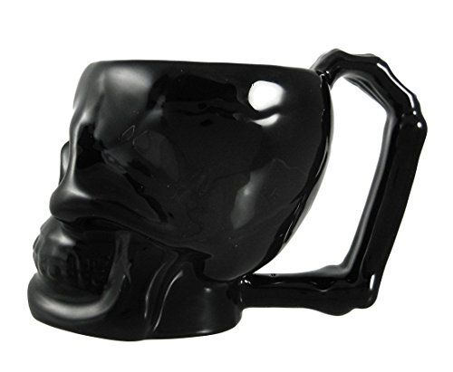 Cool Black Ceramic Skull Coffee Mug Cup Goth Evil