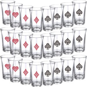 chuangdi 24 pcs casino party favors 1.2 ounce acrylic shots glass for adults poker game night party decoration funny shot glasses for vegas theme party decoration casino birthday party decoration