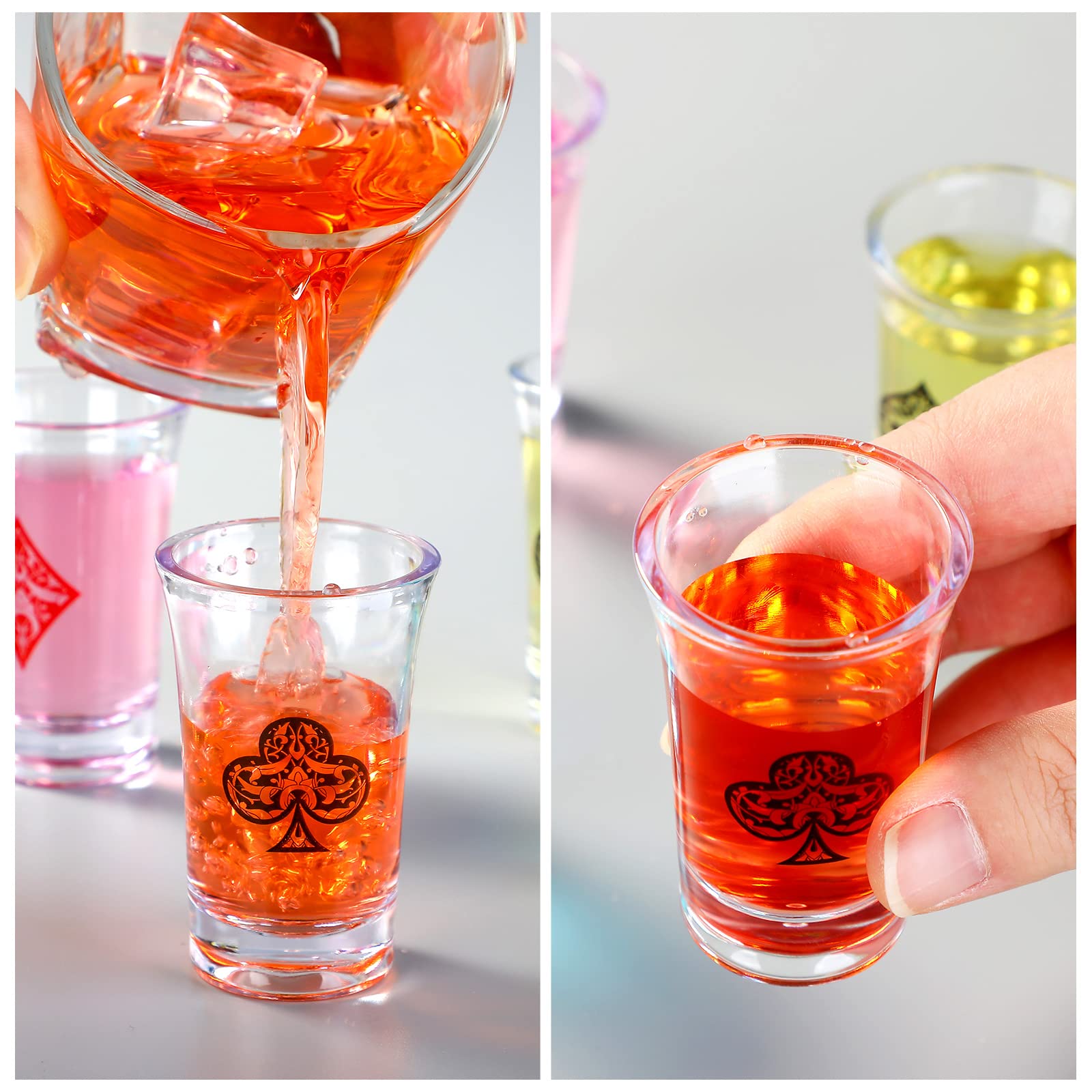 Chuangdi 24 Pcs Casino Party Favors 1.2 Ounce Acrylic Shots Glass for Adults Poker Game Night Party Decoration Funny Shot Glasses for Vegas Theme Party Decoration Casino Birthday Party Decoration