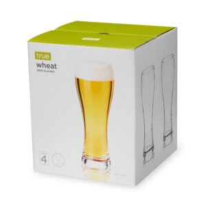 True Wheat Beer Glasses, Pilsner Beer Glass, Craft Brew Lovers Glassware, 23 Ounce, Large Beer Glasses, Set of 4 Pilsner Glasses, Clear Glass