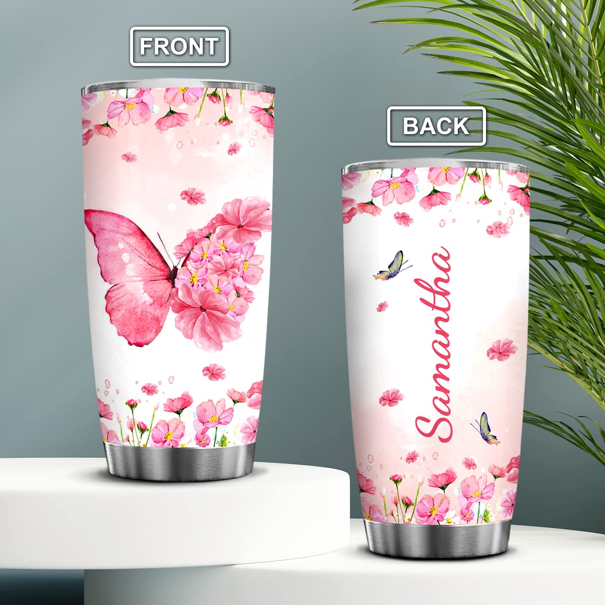 Wassmin Butterfly Gifts for Women Personalized Butterfly Tumbler Stainless Steel 20oz 30oz Coffee Travel Cup Custom Gifts forWoman Girls Friend Spirit Animal Lovers Birthday Christmas