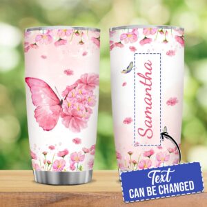 Wassmin Butterfly Gifts for Women Personalized Butterfly Tumbler Stainless Steel 20oz 30oz Coffee Travel Cup Custom Gifts forWoman Girls Friend Spirit Animal Lovers Birthday Christmas