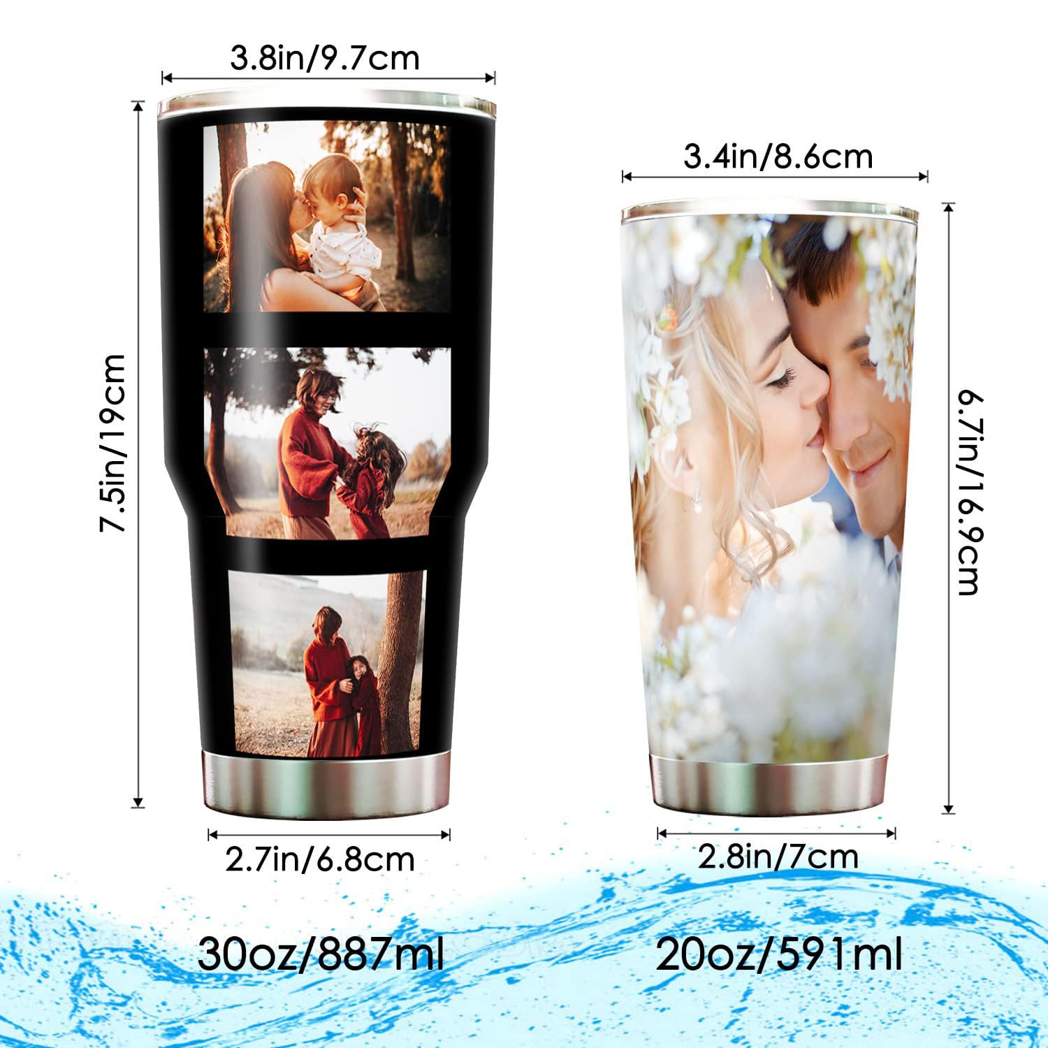 YESCUSTOM Personalized 30oz Photo Coffee Mugs Double-Side Print Custom 1-9 Photos Stainless Steel Tumblers Double Wall Vacuum Insulated Travel for Men Women Office Funny Cup Gifts for Her Him