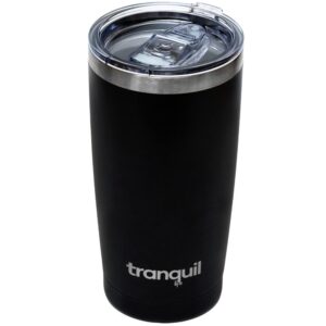 tranquil life insulated tumbler– 20oz, stainless steel cups for hot & cold drinks, tumbler with leakproof lid, reusable cups for coffee & smoothie, stainless steel tumbler for travel, jet black