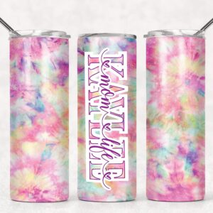Personalized Tumbler | Stainless Steel 20oz Tumblers | Custom Tumbler For Women | Travel Cup | Double Wall Coffee Cup for Hot and Cold Drinks | Tie Dye Yellow Purple Pink Tumbler