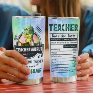 Fastpeace Back To School Gifts For Teachers, Teacher Appreaciation Gifts, Teacher Gifts From Students, Birthday, Retirements, End Of Year, Thankful Teacher Gifts, 20 oz Teachersaurus Tumbler Coffee