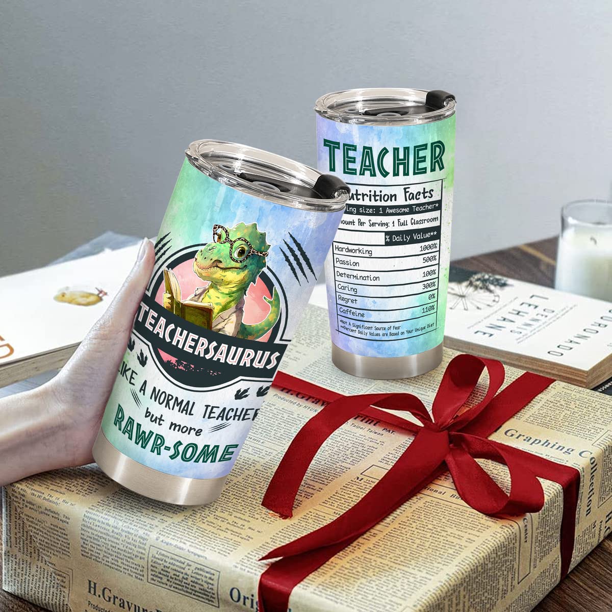 Fastpeace Back To School Gifts For Teachers, Teacher Appreaciation Gifts, Teacher Gifts From Students, Birthday, Retirements, End Of Year, Thankful Teacher Gifts, 20 oz Teachersaurus Tumbler Coffee