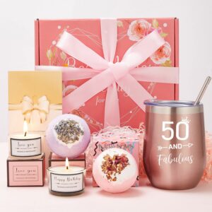 50th birthday gifts for women-relaxing spa gift box basket for her mom coworkers, sisters, aunt, bff, teachers, nurses unique happy birthday bath set gift ideas -best birthday gift boxes for women