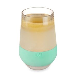 host wine freeze xl double-walled stemless glasses freezer cooling cups with active gel and insulated silicone grip, 12 oz plastic tumblers, set of 1, mint