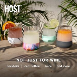 Host Wine Freeze XL Double-Walled Stemless Glasses Freezer Cooling Cups with Active Gel and Insulated Silicone Grip, 12 Oz Plastic Tumblers, Set of 1, Mint