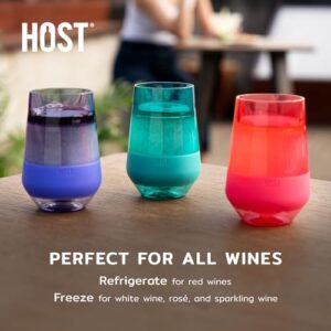 Host Wine Freeze XL Double-Walled Stemless Glasses Freezer Cooling Cups with Active Gel and Insulated Silicone Grip, 12 Oz Plastic Tumblers, Set of 1, Mint