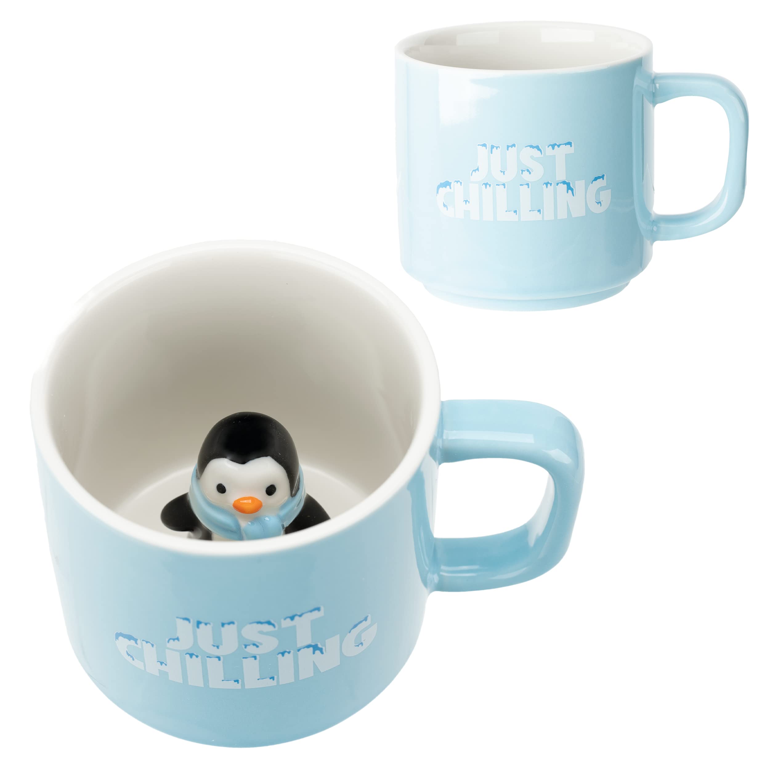 infloatables 3D Penguin Winter Mug - Sturdy Material - Unique Fun Design With Cute Statue Inside - Dishwasher Safe - Valentines Gifts For Him/Her - Great Decor For Office Kitchen - Kids Christmas Mug