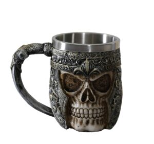 otartu 13oz skull coffee mug viking skull beer mugs stainless steel liner gift for men father's day gifts