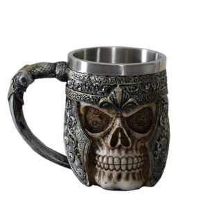 OTARTU 13oz Skull Coffee Mug Viking Skull Beer Mugs Stainless Steel Liner Gift for Men Father's Day Gifts