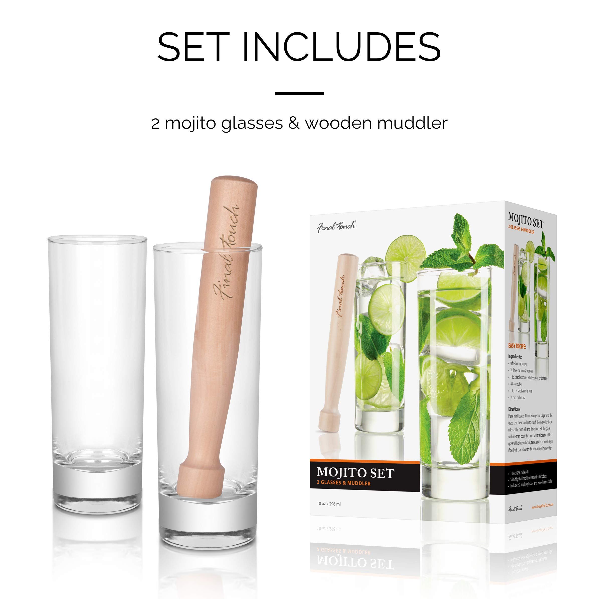 Final Touch Mojito Glass & Muddler Set (FTA1835)