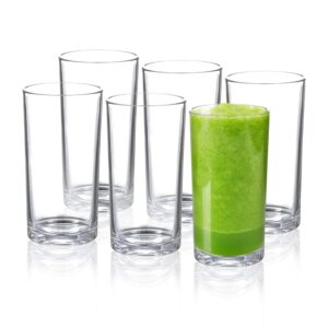 golemas plastic drinking glasses set of 6, reusable acrylic highball tall water tumblers glassware sets, dishwasher safe suitable for bar, home, kitchen, party, outside(17 ounce, set of 6)