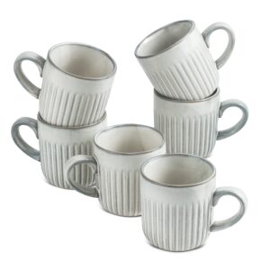 gomakren coffee mugs set of 6, mug with handle, 10 oz porcelain coffee cups for hot cold drinks, chocolate, milk, latte, tea, cocoa, modern unique style for any kitchen