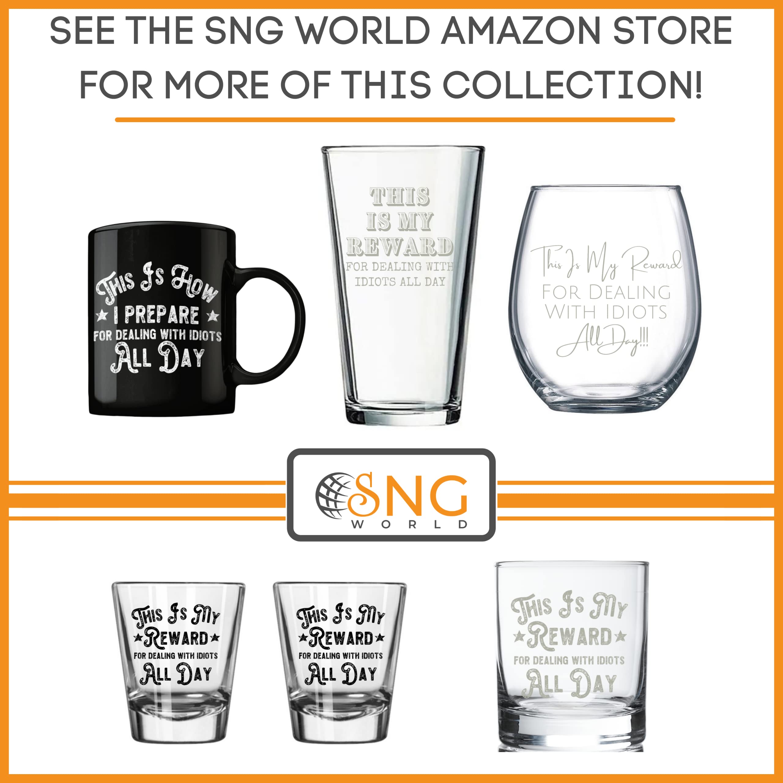 SNG World My Reward For Dealing With Idiots Wine Tumbler Drinking Glass Stemless Wine Glass 21 Oz with Funny Sayings For Women & Men