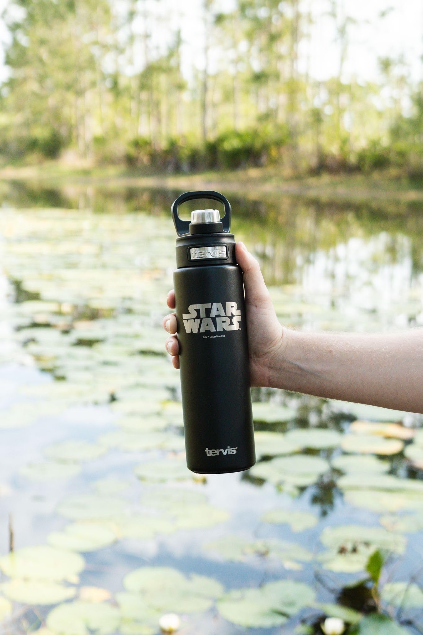 Tervis Star Wars Logo Engraved on Onyx Shadow Insulated Tumbler 24oz Wide Mouth Bottle Stainless Steel