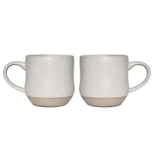 bosmarlin large stoneware speckled coffee mugs set of 2, big ceramic tea cup, 17 oz, dishwasher and microwave safe (white, 2)