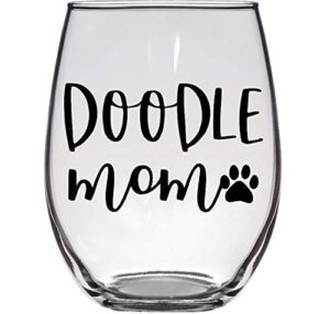 doodle mom - premium 21oz stemless wine glass - gift for doodle lovers
