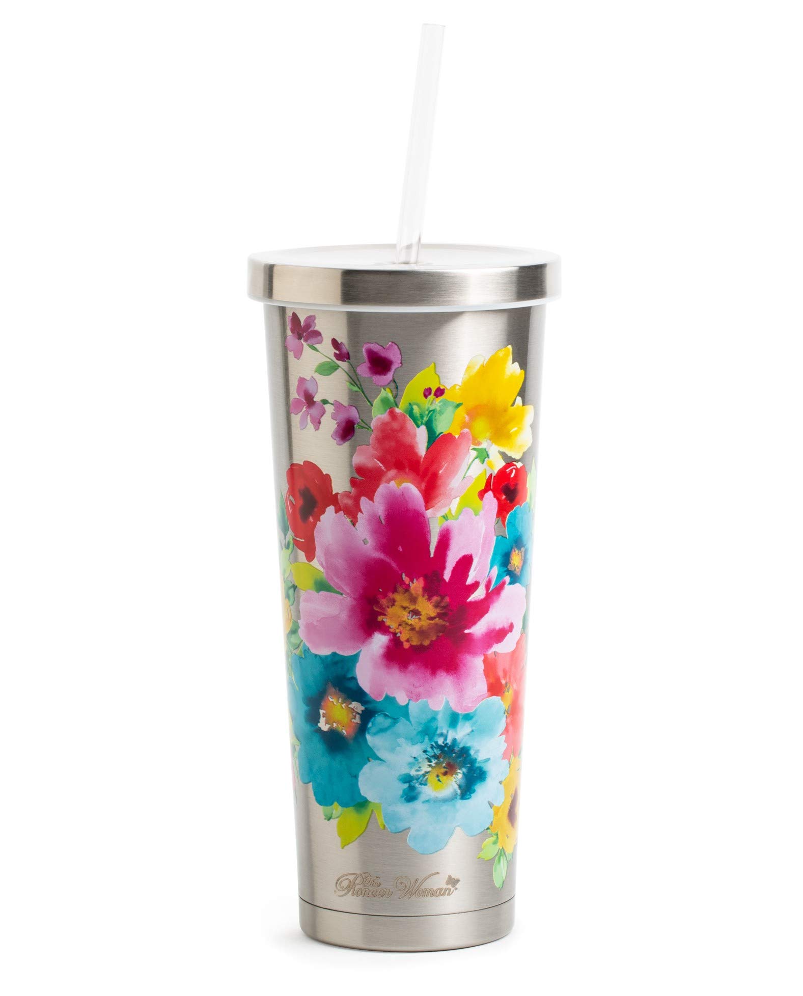 Aeiniwer CoreHome Pioneer Woman Large Floral Print 24oz Double Wall Vacuum Insulated Stainless Steel Tumbler