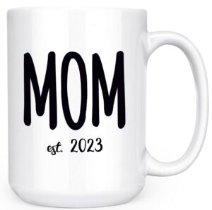 artisan owl mom est. 2023 - new parent - 15oz deluxe double-sided coffee tea mug