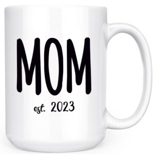 Artisan Owl Mom Est. 2023 - New Parent - 15oz Deluxe Double-Sided Coffee Tea Mug