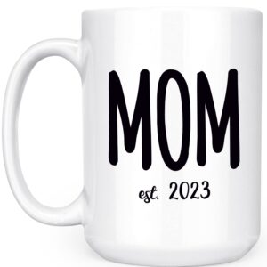 Artisan Owl Mom Est. 2023 - New Parent - 15oz Deluxe Double-Sided Coffee Tea Mug