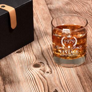 Triwol 1979 45th Birthday Gifts for Men, Vintage Whiskey Glass 45 Birthday Gifts for Dad, Son, Husband, Brother, Funny 45th Birthday Gift Present Ideas for Him, 45 Year Old Bday Party Decoration