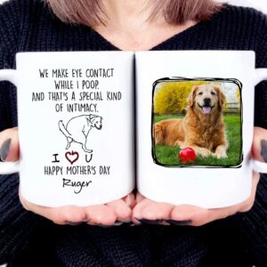 primestore personalized we make eye contact while i poop mug happy mothers day father's day gifts for dog mom, dog dad, dog lovers, pet lovers custom name color changing mug, tumbler multi 3