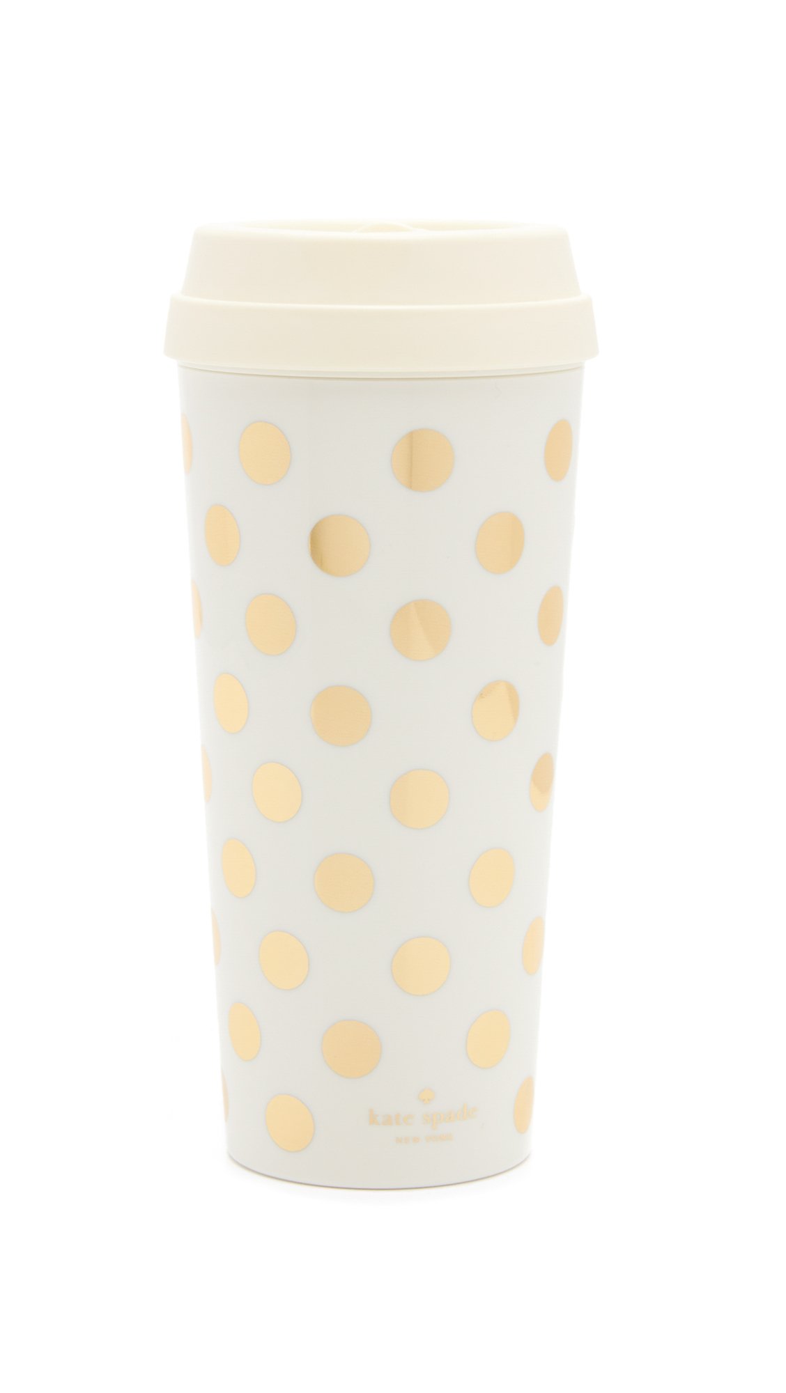 Kate Spade New York Women's Insulated Thermal,Acrylic,Travel Mug Tumbler, 16 Ounces, Gold Dot