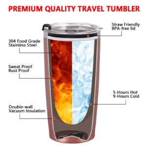 Gtmileo Aunt Uncle Gifts, Aunt and Uncle Stainless Steel Insulated Travel Tumbler Set of 2, Mothers Day Fathers Day Christmas Birthday Gifts for Aunt Uncle from Niece and Nephew(20oz, Rose Gold&Black)