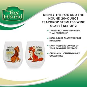 Disney The Fox and the Hound 20-Ounce Teardrop Stemless Wine Glass | Set of 2