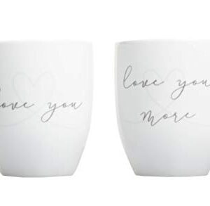 Pearhead Wedding Love You and Love You More Mug Set, Couple Coffee Mugs, Gift for Newlyweds and Brides to Be, Anniversary, Engagement, Wedding Keepsake, White