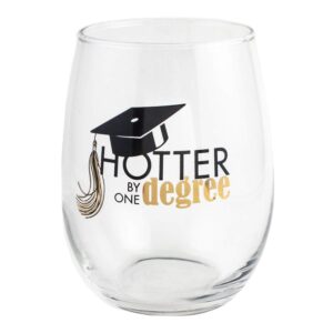 hotter by one degree stemless graduation wine glass, 15 oz