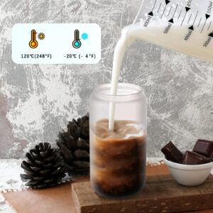 JMScape Sublimation Glass Cans Blanks with Plastic Lids and Straws 8pcs Set - 16oz Frosted Glass Cups, Sublimation Beer Can Glass Tumblers for Iced Coffee Juice Soda Drinks