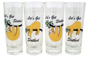 let's get slothed assorted sloth shot glass gift set, set of 4, 2 ounces