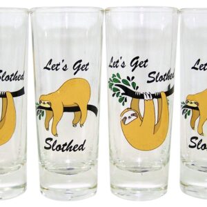 Let's Get Slothed Assorted Sloth Shot Glass Gift Set, Set of 4, 2 Ounces