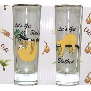 Let's Get Slothed Assorted Sloth Shot Glass Gift Set, Set of 4, 2 Ounces