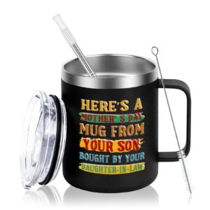 gingprous mother-in-law gifts, here is mother's day mug from your son travel mug mothers day gifts for mother in law from daughter in law for mother new mom to be, 12oz insulated coffee mug, black