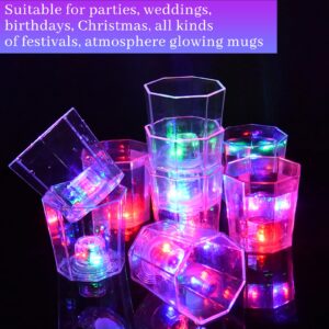 Volpeblu 24 Pack Light Up Cups LED Flash Shot Glasses for Party Favors Supplies Adults Guests Glow In The Dark Shot Glasses Fun Plastic Party Cups for Birthday, Bar, Christmas, Halloween (2 OZ)