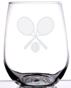 tennis lovers stemless wine glass | charming laser etched wine glass | perfect for men women or partners players | birthday | anniversary | christmas