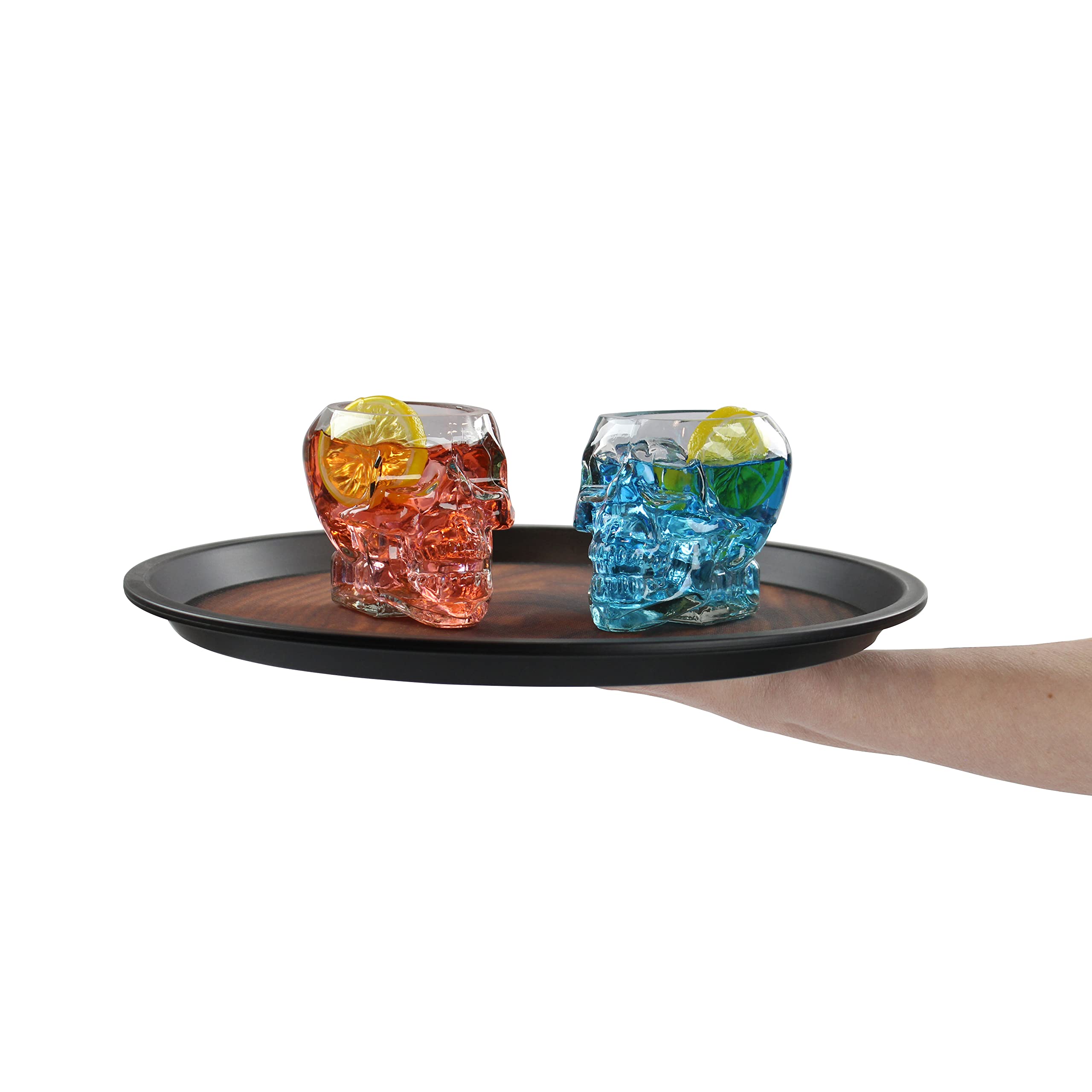 G Francis Crystal Skull Glasses Drinking Set - 2pk 350mL Skeleton Skull Shaped Unique Whiskey Glasses for Wine Cocktails and More