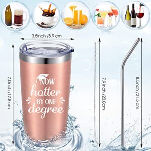 Now Hotter By One Degree Tumbler Christmas Mug for College and High School Graduation, 20 oz Double Wall Insulated Mug Tumbler with Lid, Straw, Cleaning Brush and Box