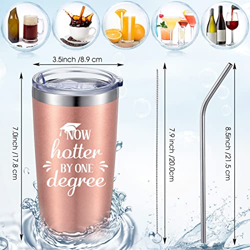 Now Hotter By One Degree Tumbler Christmas Mug for College and High School Graduation, 20 oz Double Wall Insulated Mug Tumbler with Lid, Straw, Cleaning Brush and Box