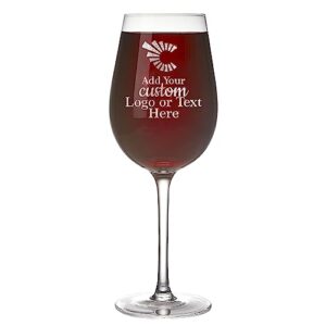 custom 17oz stemmed wine glass with your custom logo design or personalized text - permanent laser engraving - wedding favors, corporate gifts, birthdays, parties or events