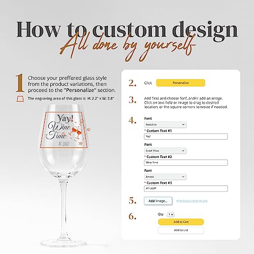 Custom 17oz Stemmed Wine Glass with Your Custom Logo Design or Personalized Text - Permanent Laser Engraving - Wedding Favors, Corporate Gifts, Birthdays, Parties or Events